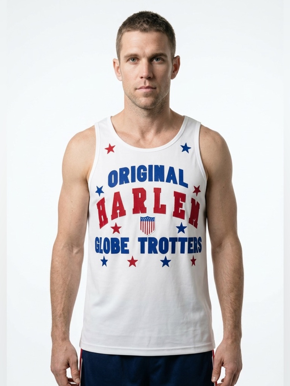 RARE Original Harlem Globetrotters Basketball Jersey Red White Blue Men’s Size M